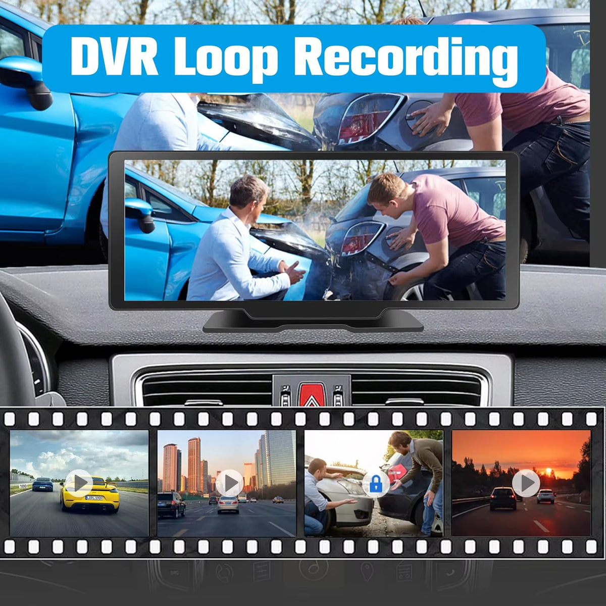 Android Carplay Car Stereo,Carplay Android Auto,10.26'' Portable Display 1080P Car Stereo FM Transmitter Loop Recording Voice