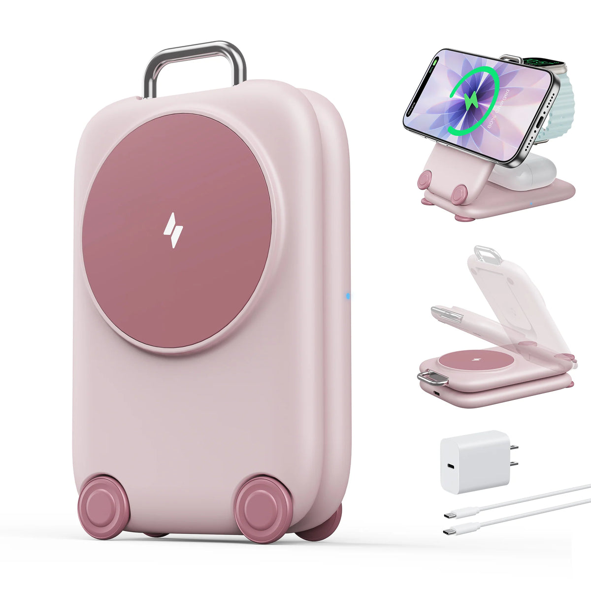 Suitcase 3-In-1 Foldable Magnetic Wireless Charger | Travel Charging Station