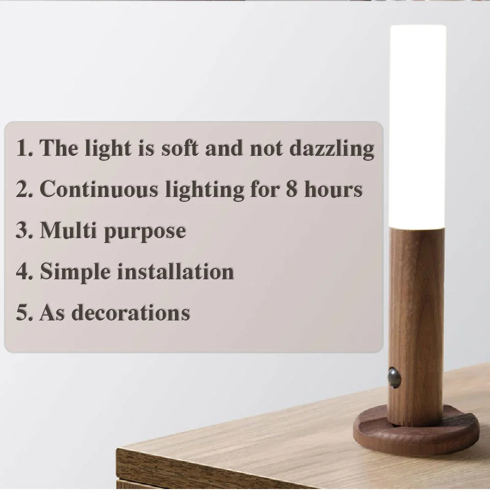 Wireless Rechargeable LED Night Light with Magnetic Motion Sensor