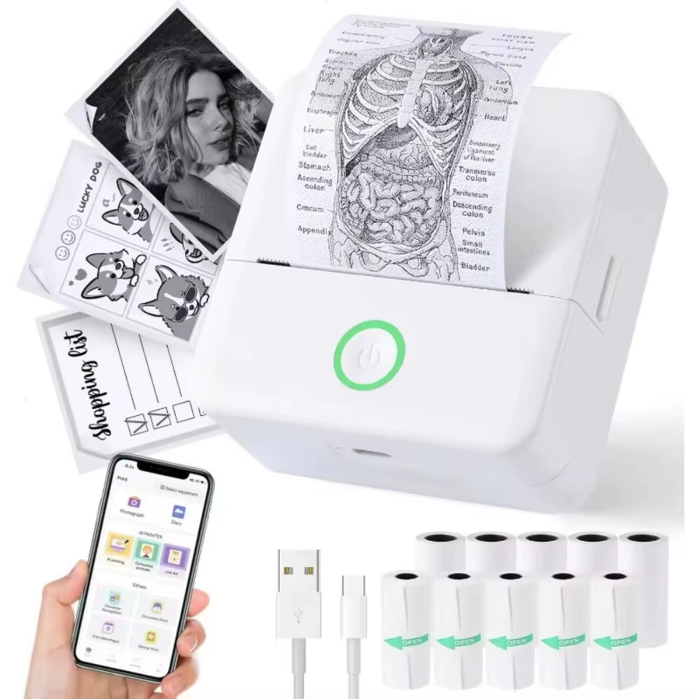 Portable Mini Thermal Printer Paper Photo Pocket Thermal Printer 58Mm Printing DIY Printer Home Office Use