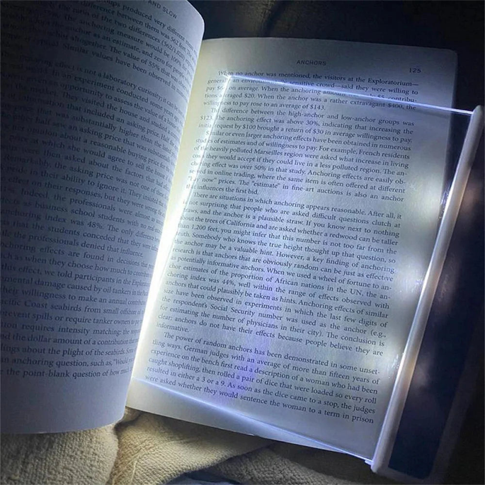 LED Book Light Eye Caring Flat Plate Panel Bookmark Light Portable Study Tools Night Vision Reading Lighting for Car Travel Bed
