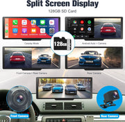 Android Carplay Car Stereo,Carplay Android Auto,10.26'' Portable Display 1080P Car Stereo FM Transmitter Loop Recording Voice