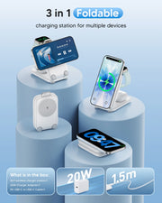 Suitcase 3-In-1 Foldable Magnetic Wireless Charger | Travel Charging Station