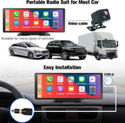 Android Carplay Car Stereo,Carplay Android Auto,10.26'' Portable Display 1080P Car Stereo FM Transmitter Loop Recording Voice